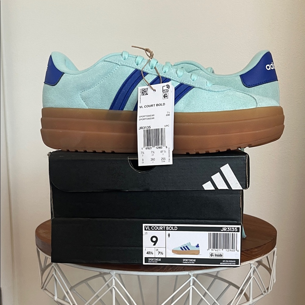 Adidas VL Court Bold Mint Green/Royal Blue Light Sneakers